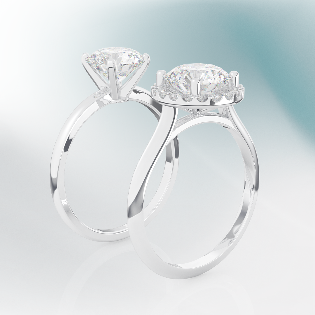 Thia Floating Halo Diamond Engagement Ring