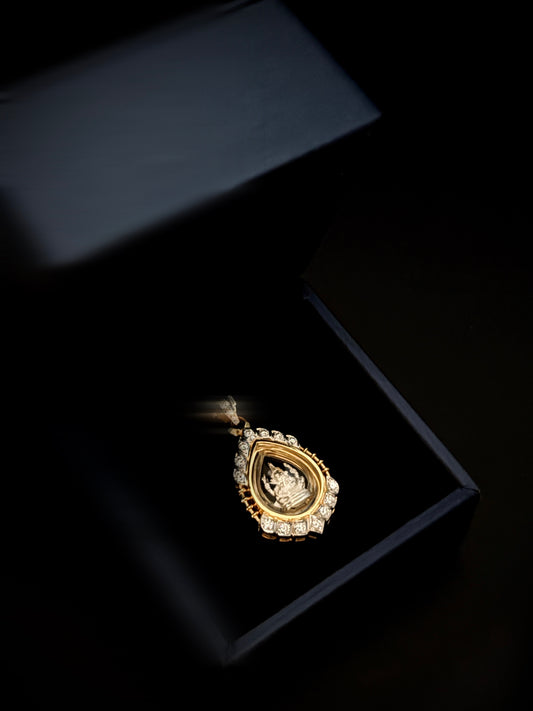 Ganesha Diamond Pendant in 18K Yellow Gold